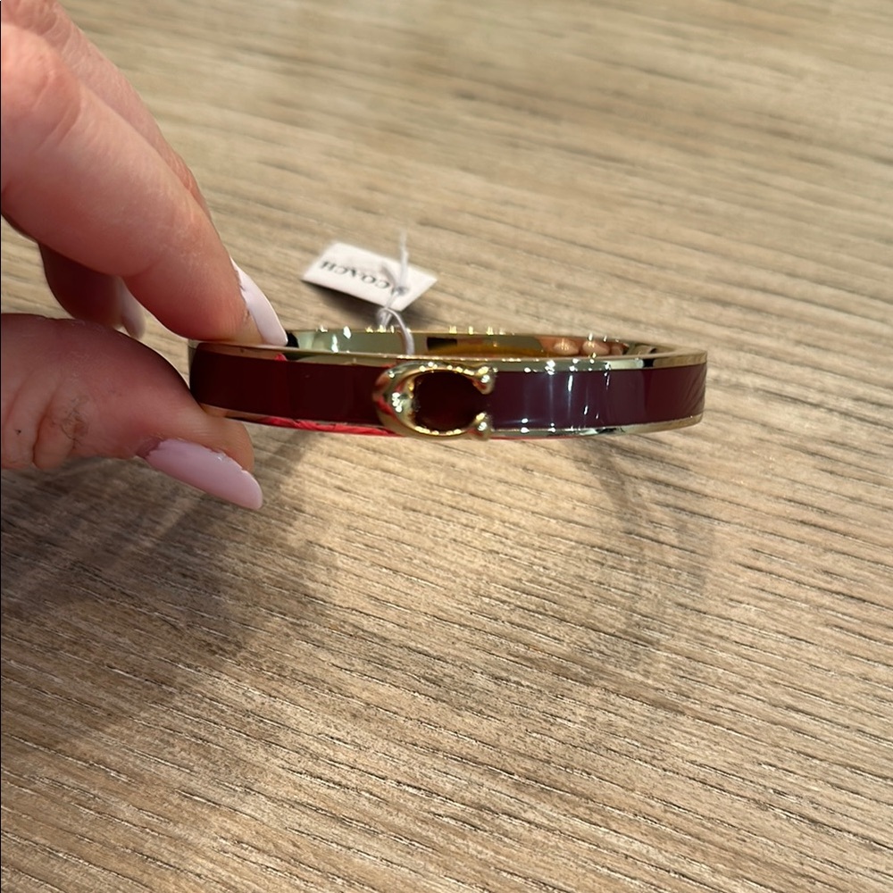 Coach Burgundy and Gold Bangle Bracelet